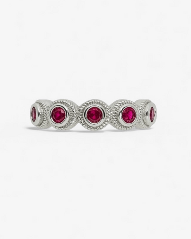 Anillo lágrima rosa plata