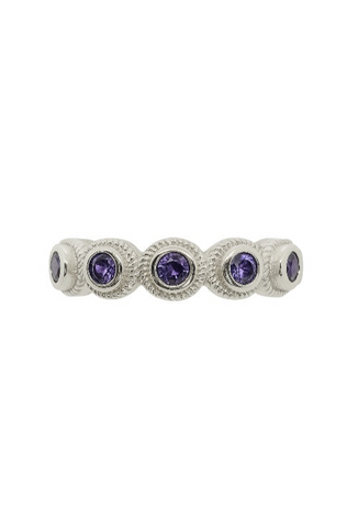 Anillo lágrima lila plata