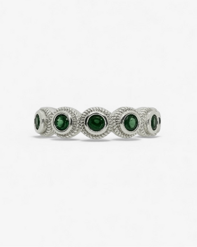 Anillo lágrima verde plata