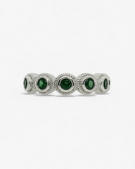 Anillo lágrima verde plata