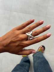 Anillo cross plata