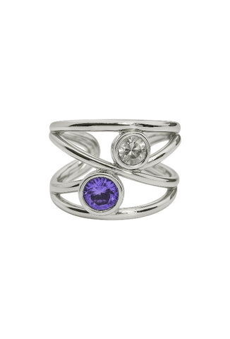 Anillo love lila plata
