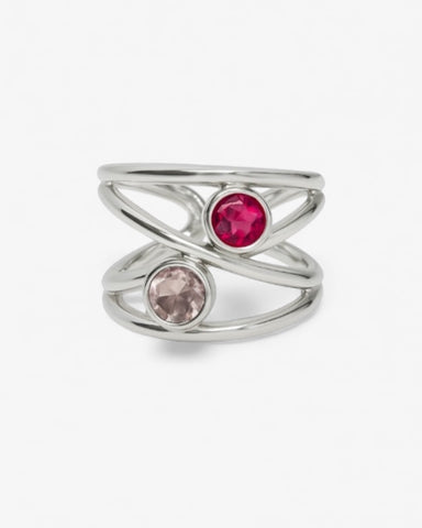 Anillo love rosa plata