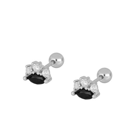 Syracuse Black Silver Earring