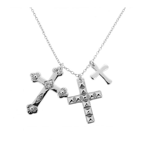 Collar triple cruz plata