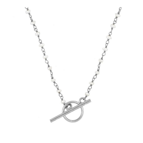 Cadena Perla broche plata