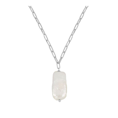 Collar eslabón piedra plata